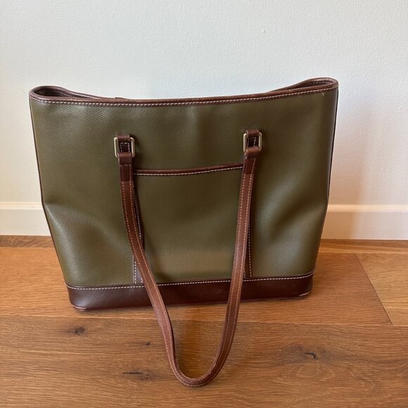 Dooney & Bourke Olive Green & Brown Leather Tote Bag - Picture 2 of 10